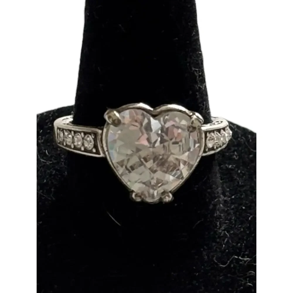 Brighton Ring Token Of Love Heart Size 5.5 Rare Find! Clear Crystal Heart NWOT - Picture 4 of 8
